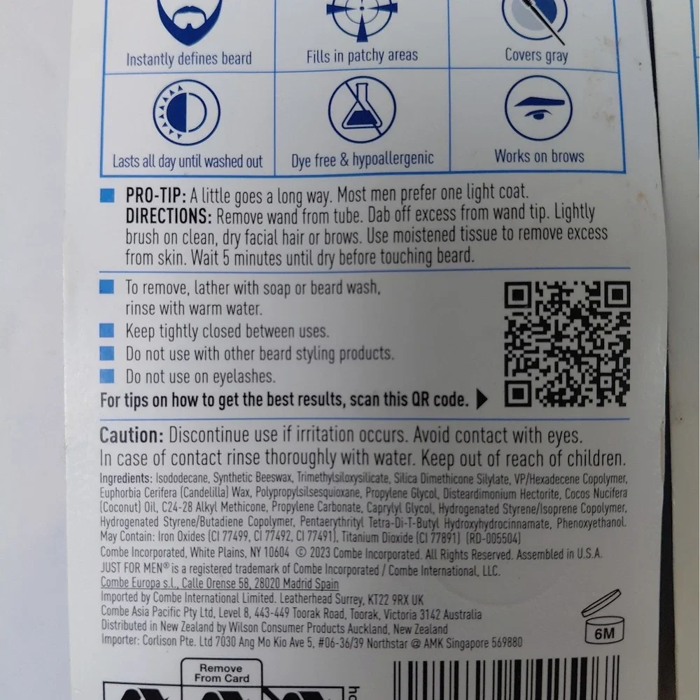 Lot Of 3 Just For Men 1 Day Beard & Brow Color Black 0.3oz New & Sealed Hair Dye